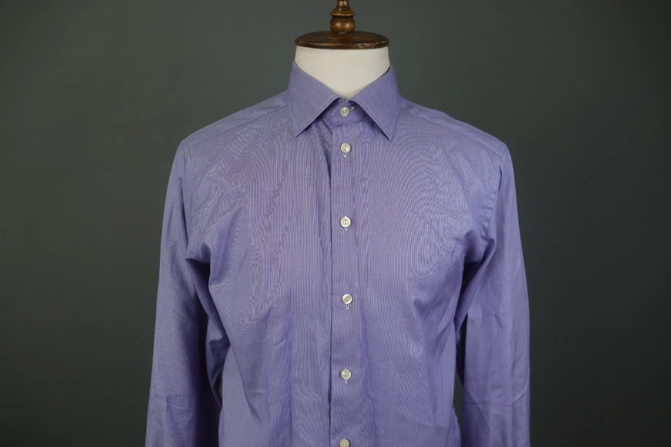 ETON Purple 100% Cotton Slim Fit Collared Button-Up Dress Shirt Size 43 / 17 - Image 2 of 4