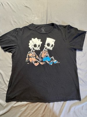 The Simpsons Bart & Lisa Skeleton Graphic T-Shirt Size X-Large