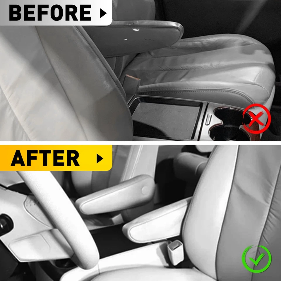 Cubierta de reposabrazos de cuero para asiento de conductor y pasajero delantero para Toyota Sienna 2011-2017 Foto 4 de 4