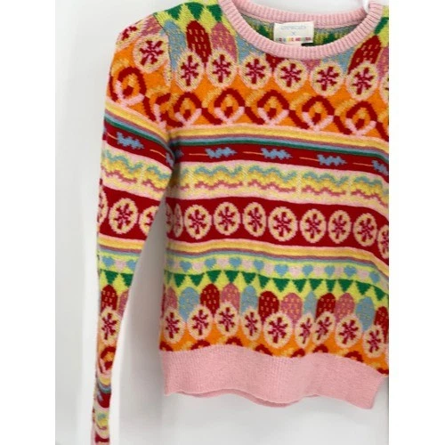 J Crew Crewcuts Wool Blend Sweater Girls 12 Rainbow Colorful Crewneck Fair isle - Image 4 of 4