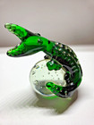 VTG Paperweight Green Lizard Alligator on Bubble Glass Ball Morano Style — photo 1
