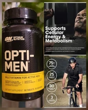 Optimum Nutrition Opti-Men Daily Multivitamin Immune Energy Stamina Metabolism 