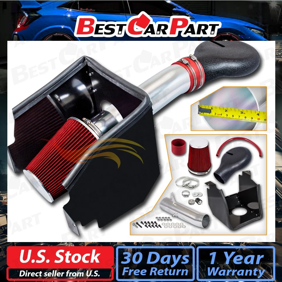 BCP RED 94-01 Dodge Ram 1500 V8 5.2L/5.9L Heat Shield Cold Air Intake + Filter - Image 2 of 4