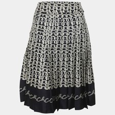 CH Carolina Herrera Navy BlueWhite Chain Link Printed Silk Midi Dress S