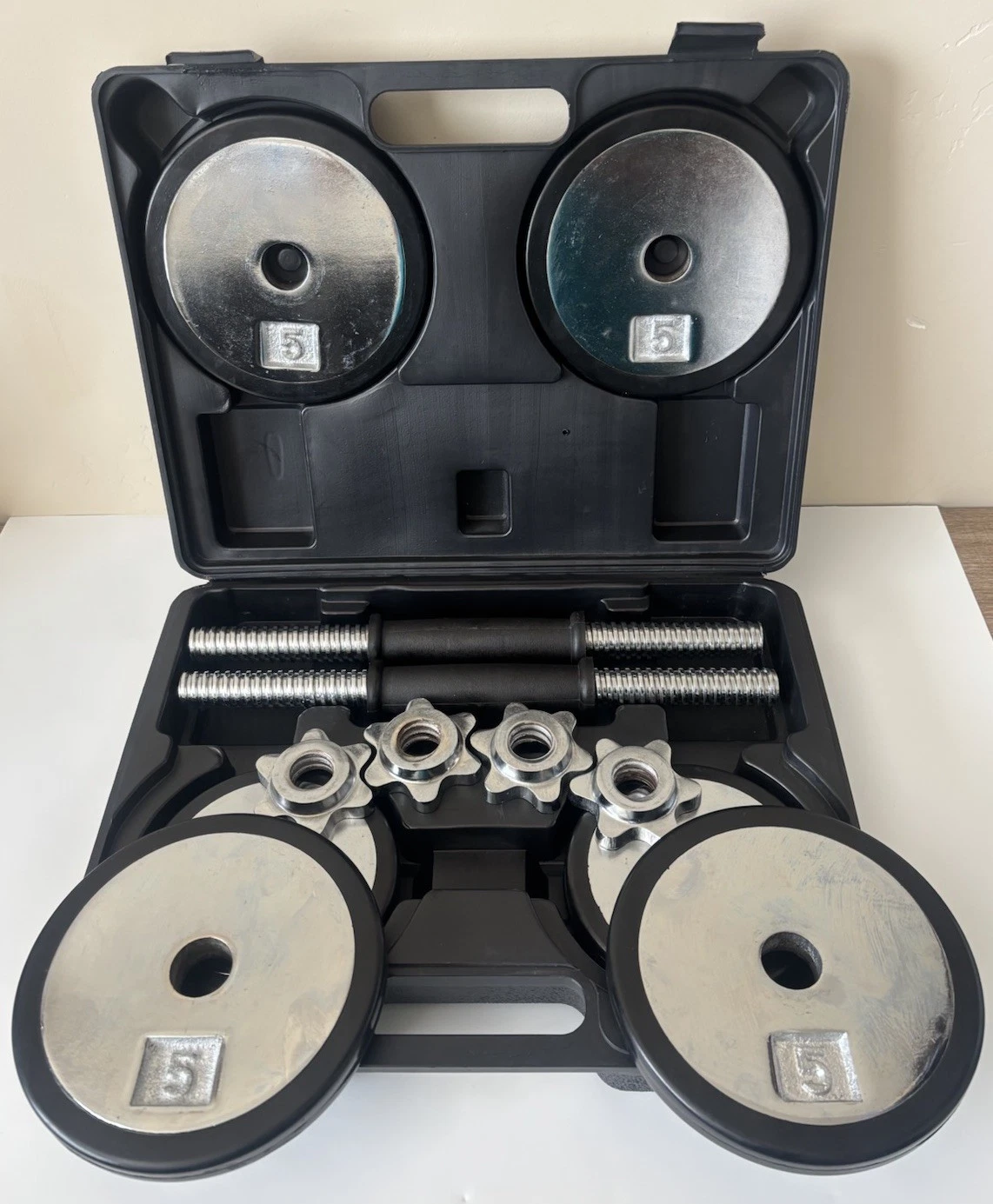 Adjustable Dumbbell 30 Lbs Set with Carrying Case Home Gym Workout Fitness