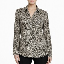 NEW J. Crew Factory Animal Print Cotton Shirt in Signature Fit Blue Women Size M