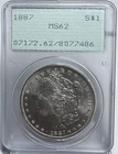 1887 Morgan Silver Dollar PCGS MS62 Rattler Holder With Great Eye Appeal