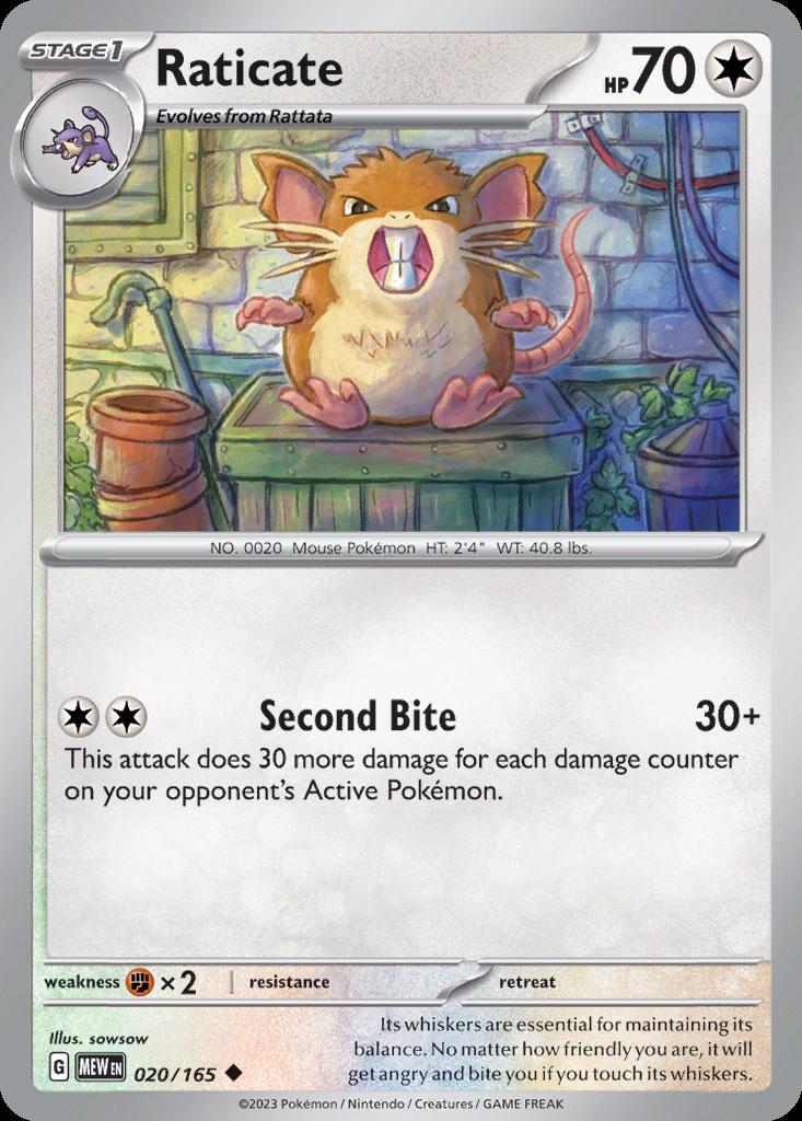 Pokemon Raticate (20/210) 151 NM REVERSE HOLO