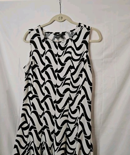 Ashley Stewart Women's Size 10/12 Black & White Fit and Flare Dress - Picture 3 of 7