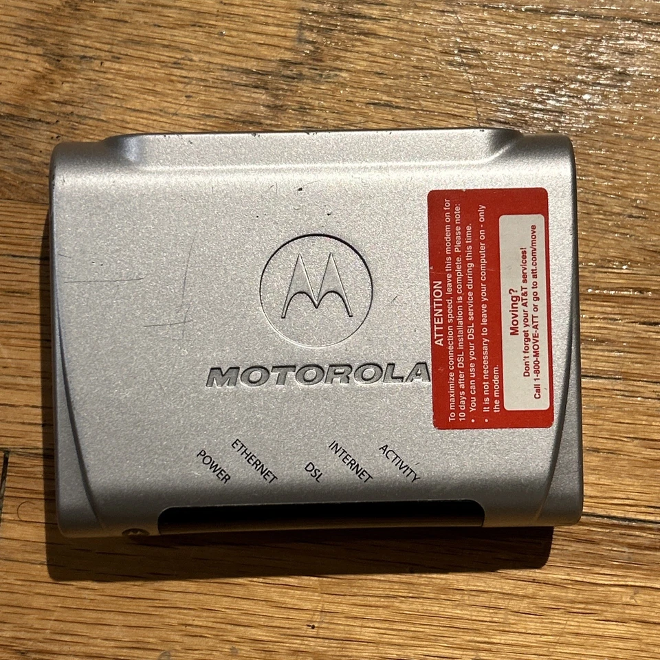 Grey Motorola 2210-02-1022 High Speed Internet DSL Modem w/ Adapter MSTATEA 12DV - Image 3 of 4