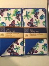 Summer kitchen set 2 pc dish drying mat butterflies leaves foliage 12x18 in