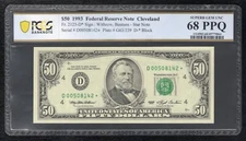 FR. 2125-D* 1993 $50 *STAR* FRN CLEVELAND, OH PCGS BANKNOTE GEM UNC-68PPQ (L)