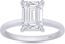 3 Ct Emerald Cut Lab Grown Diamond Solitaire Engagement Ring 14k White Gold