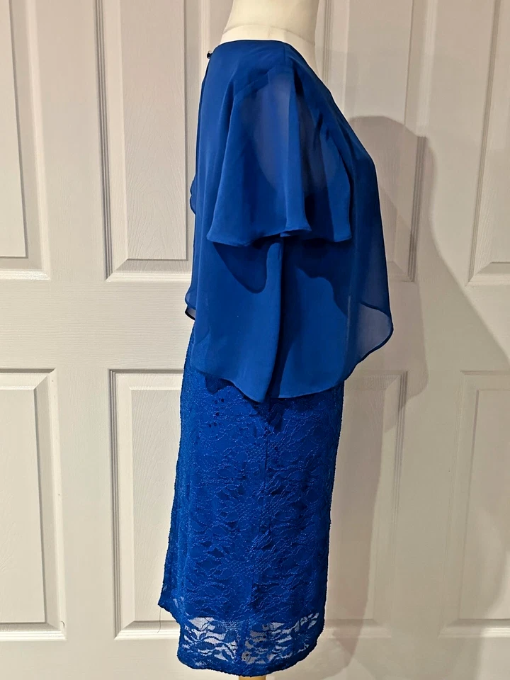 Ronni Nicole Short Sleeve Caplet Top Over Lace Dress - Cobalt - Size 16 - BNWT - Image 3 of 4