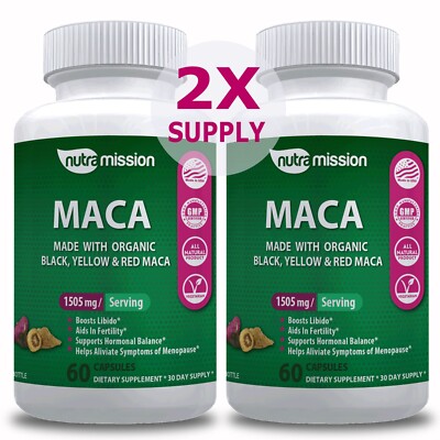 Organic Maca Root Supplement-Energy, Libido, Hormonal Support-120ct