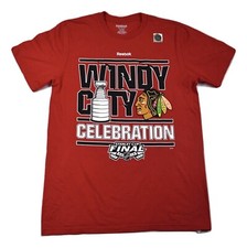 Reebok NHL Mens Chicago Blackhawks 2015 Windy City Celebration Shirt New M, XL