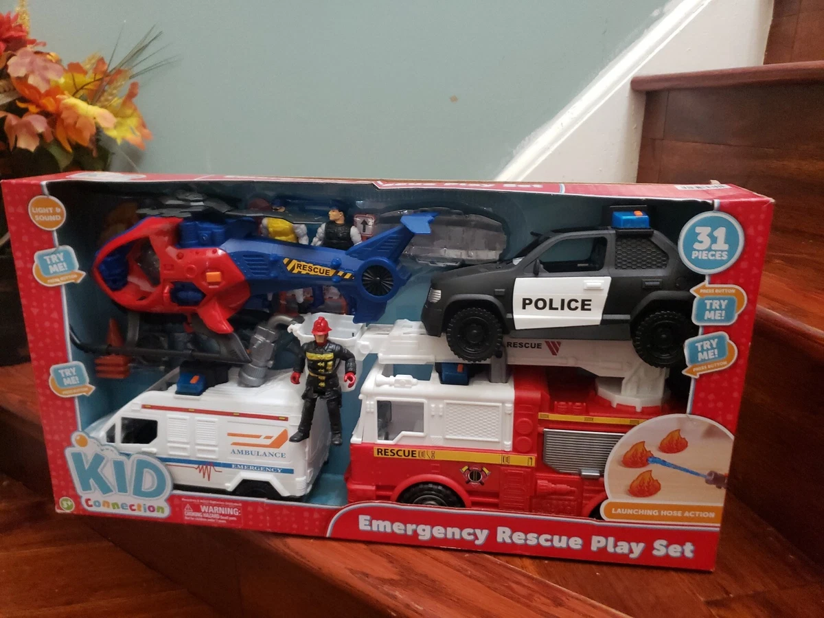 Kid Connection Emergency Rescue Vehicle Play Set 31 Pieces New