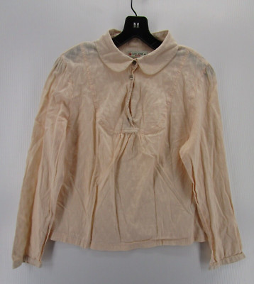 Clockhouse Top Women Large Pink Pullover Blouse Sheer Collared Casual Shirt 44