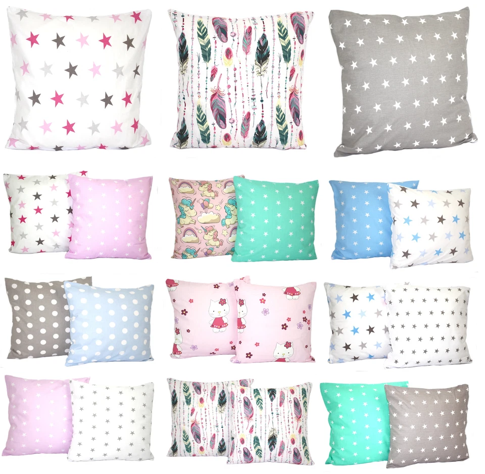 PRIMAWELA Deko Wendebezug Kissenbezug Baumwolle Hülle Bezug für Kissen Baby Kinder