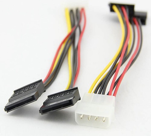 4 Pin IDE Molex to 2 SATA Power Cable Splitter Adapter 1 Male to 2 Female 15 Pin - Picture 2 of 5