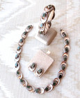 MIGUEL MELENDEZ GRREN STONE/STERLING MODERNIST PARURE, Vintage Taxco — photo 1