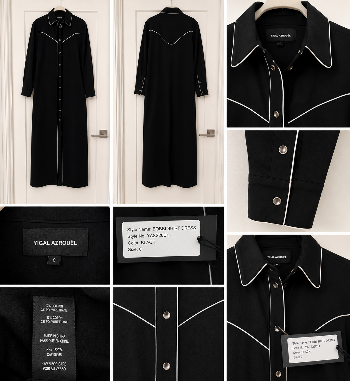 Yigal Azrouël Bobbi Shirt Dress Black Size 0 NWT YASS26D11 New With Tags