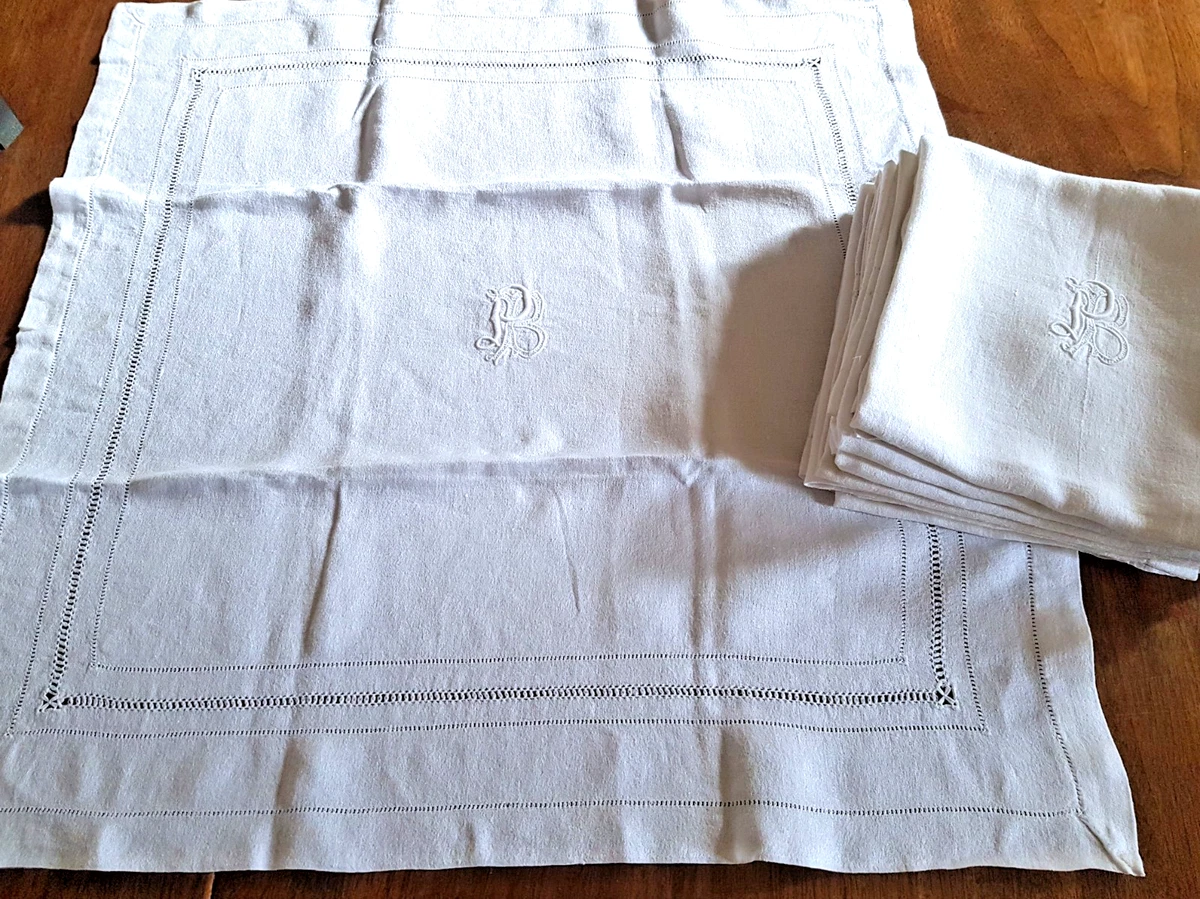 Lot De Serviettes De Table Anciennes En Coton – Couleur Rose, Vintage Et Teintées