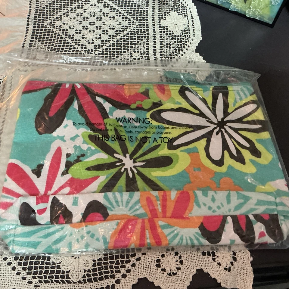 "Thirty-One Flower Daisy Craze 952A bolsa de lona con cremallera - nueva 12,5X9"" A18" Foto 2 de 4