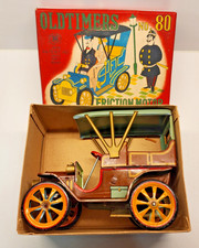 Vintage Trade Mark Old Timers No. 80 Tin Friction Car with Real Motor Sound