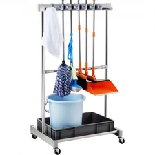 VEVOR Garden Tool Organizer,10 Slots w/Hooks,Yard Tool Tower Rack w/Wheels for G