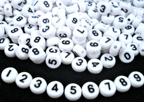 Numbers Beads 250pc White Round/Black Number DIY Friendship Bracelets