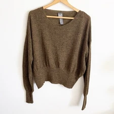 Lilith green aplaca mohair blend long sleeve crop oversized sweater size XS/S