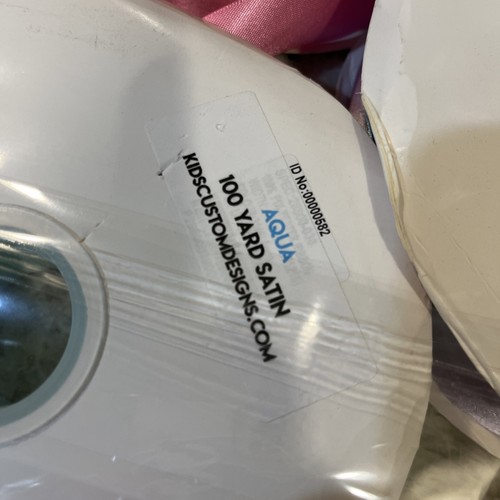 Satin Ribbon 1" Width x 100 Yards 3 Rolls Lavender Hot Pink Aqua - Picture 2 of 7
