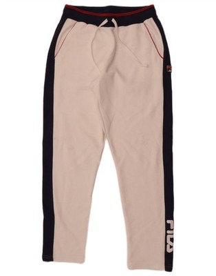 Fila Mens Graphic Tracksuit Trousers XS  White Colourblock Cotton BM07