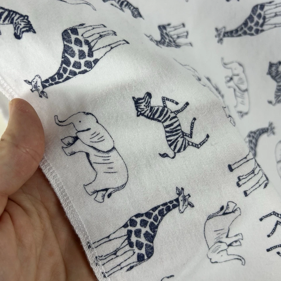 Kyle & Deena Azul Blanco Jirafa Elefante Cebra Bebé Manta Safari Animales Delgado Foto 3 de 4