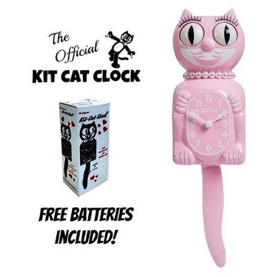 BUBBLEGUM PINK LADY KIT CAT CLOCK 15.5'' Free Battery USA MADE Kit-Cat Klock NEW