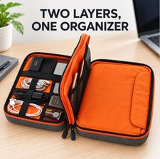 Double Layer Electronics Organizer Cable Bag Storage Case for Cords Chargers USB