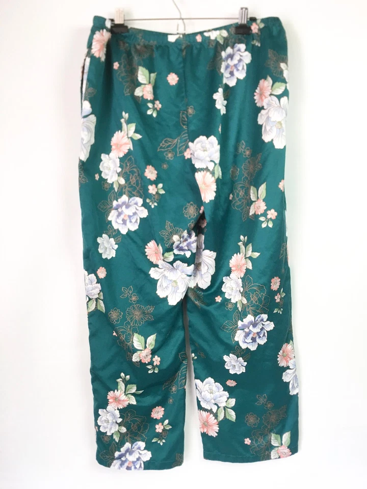 Miss Elaine Mujer 1X Conjunto Pijama Camisa Pantalones Verde Multi Cuadros Satinado PJ Foto 4 de 4