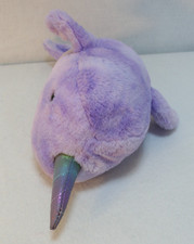 FAO Schwarz Glow Brights Purple Narwhal Plush Stuffed Animal Toy Sparkly Horn