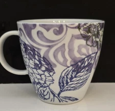 Bed Bath & Beyond 16 Oz Beautiful Lavender & Green Floral Motif  Mug