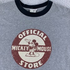 Vintage Disney Mickey Mouse Shirt Mens Medium Gray Ringer Official Store 90s Tee