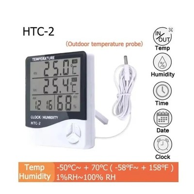 THERMOMETER INDOOR Digital LCD Hygrometer Temperature Humidity Meter Alarm Clock