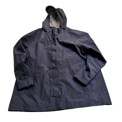 Land's End Goretex Black Hooded Rain Jacket Coat Womens Size XL