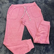 Juicy Couture Pink Terry Cloth Jogger M Drawstring Pocket Lightweight Retro