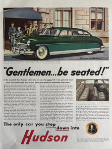 Hudson Commodore Custom Sedan Automobile Step Down Be Seated VTG Print Ad 1948