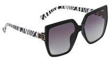  50 Jessica Simpson Oversized Squared Butterfly Sunglasses Black Zebra/Gray NWT