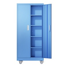 71"H Rolling Metal Storage Cabinet Lockable Garage Office Cabinet with Shelves