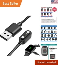 Fast-Charging Magnetic USB Cable for Smartwatches - Stylish Black Design