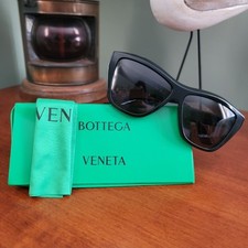 Bottega Veneta BV1092S Oversized Cat Eye Black Acetate Sunglasses