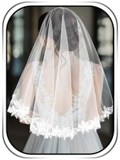 White Floral Bridal Veil, Short, Wedding, Bachelorette, Women, Headpiece